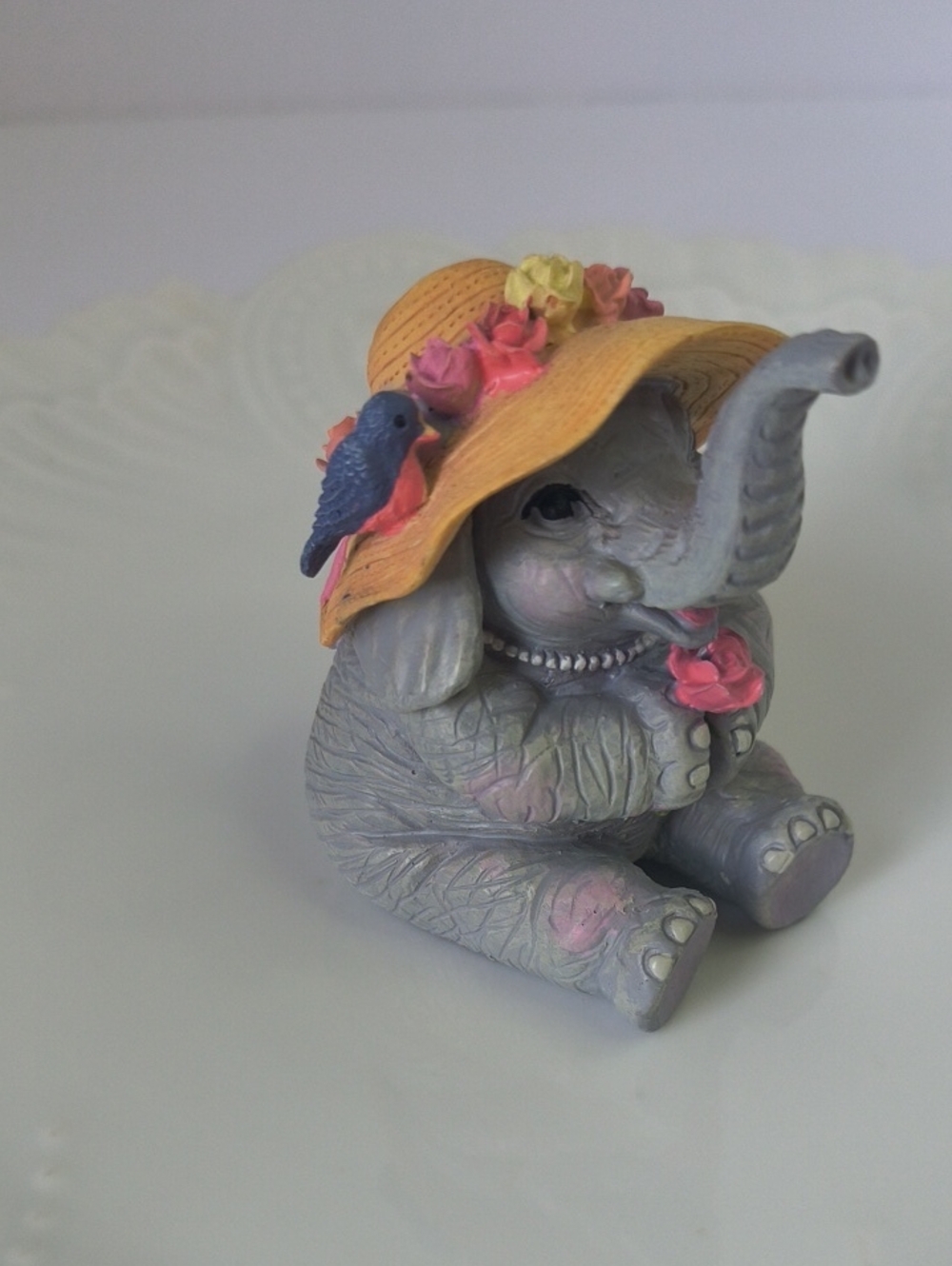 Luckyphants Loretta Elephant with Flower Figurine 1995 VTG Vintage